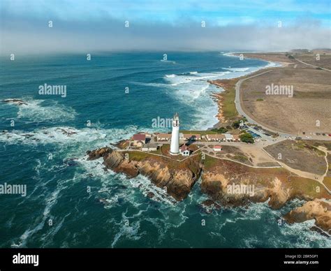 Aerial view of Pigeon Point Lighthouse in California Stock Photo - Alamy