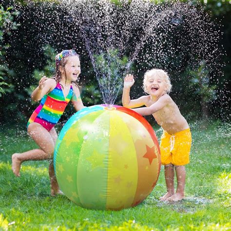 ToyX Beach Ball Sprinkler for Kids, Large 30" Diameter Inflatable ...