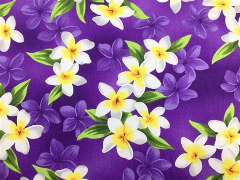 Amazon.com: Purple Plumeria Flowers 100% Cotton Hawaiian Print Fabric Sold by The Yard. : Arts ...