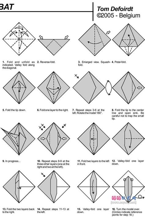 Tom Defoirdt蝙蝠的手工折纸方法 | Halloween origami, Origami easy, Origami guide