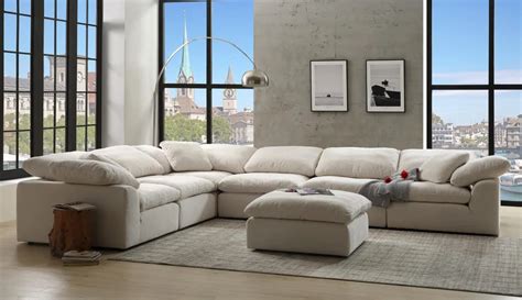 Naveen Ivory Linen Modular Sectional Sofa - KFROOMS