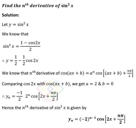 Find the nth derivative of sin^2x – Yawin