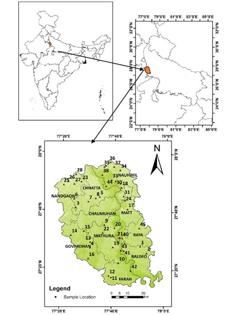 Sample location map of the study region (Mathura district). | Download ...