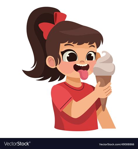 Girl eating ice cream Royalty Free Vector Image