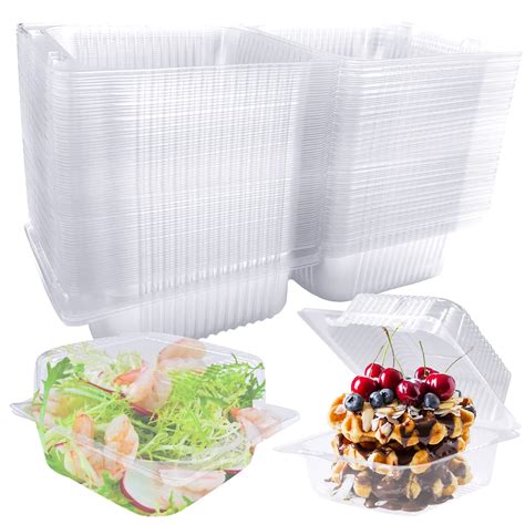 Buy 100 Pcs Clear Hinged Plastic Containers,Transparent Square Plastic ...