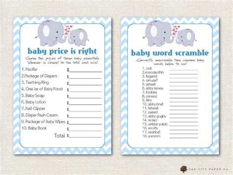 Elephant Baby Shower Games Baby Shower Games Elephant Baby | Etsy