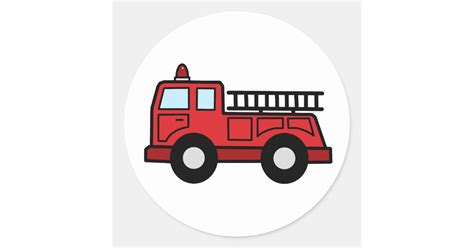 Cartoon Clip Art Firetruck Emergency Vehicle Truck Classic Round ...