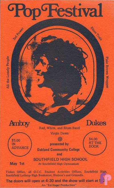 Pop Festival, Amboy Dukes | Concert posters, Detroit venues, Amboy dukes