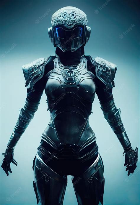 Premium Photo | Portrait of a scifi cyberpunk warrior from the future