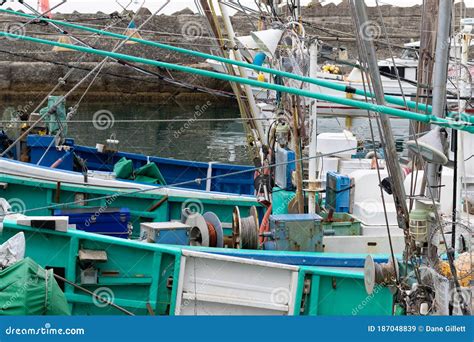 Japanese Fishing Boats in a Wharf Stock Image - Image of minato, pier: 187048839