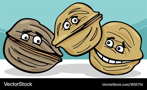 Walnuts nuts cartoon Royalty Free Vector Image