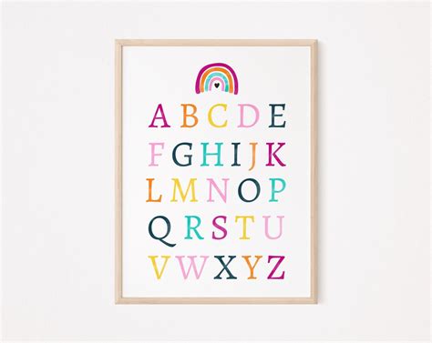 Alphabet Print Colourful Alphabet Poster Nursery Wall Art - Etsy