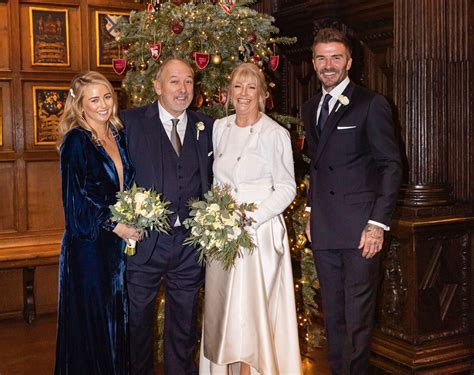 Best man David Beckham beams beside his newlywed dad Ted and ...