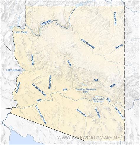 Physical map of Arizona