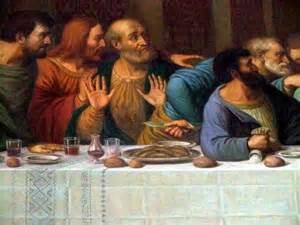 judas spilling salt at the last supper | of the last supper copy showing judas spilling the salt