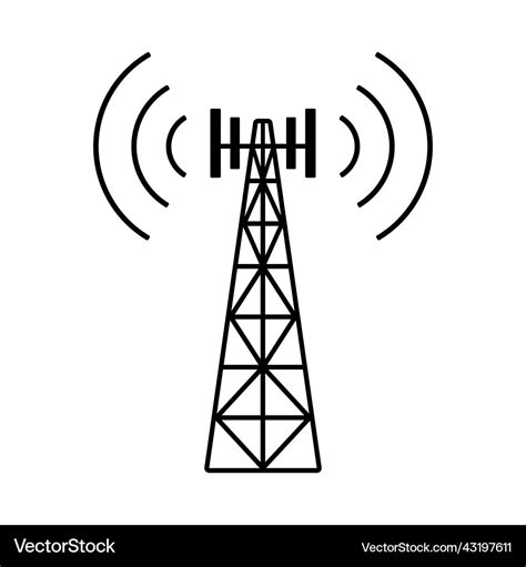 Telecom tower icon radio broadcast transmission Vector Image