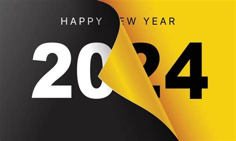 Happy New Year 2024 greeting card design template. End of 2023 and ...