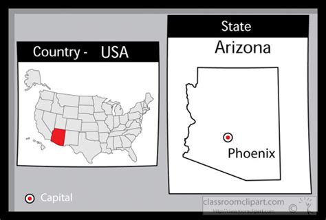 US State Black White Maps Clipart Photo Image - phoenix-arizona-2-state ...