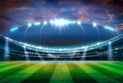 Football Stadium Lights Green Grass Photography Backdrop M028 – Dbackdrop