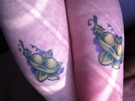 Two Peas in a Pod. Matching tattoo. My mom and I. [Her leg] is on the left. [My arm] is on the ...