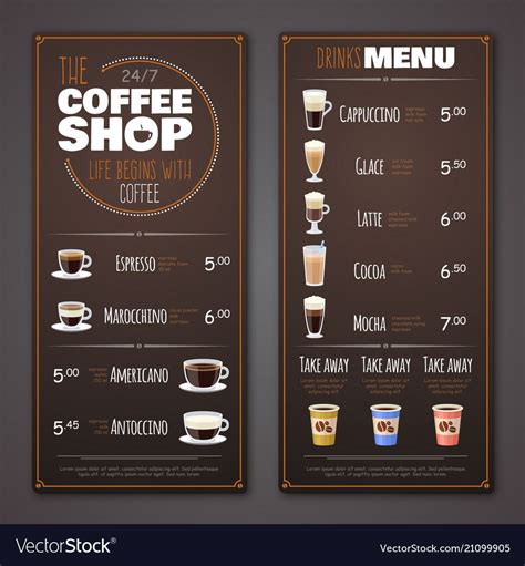 Menu With Price List For The Coffee House With Cup Stock Vector By ©paseven #147431545 | lupon ...