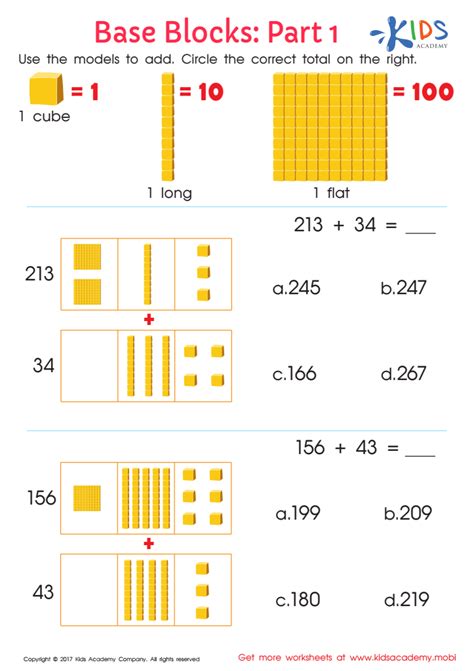 Using Base 10 Blocks Worksheets