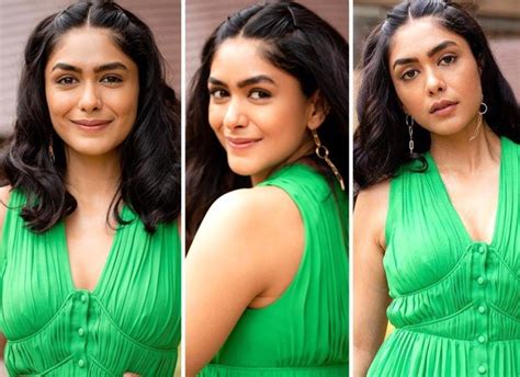 Mrunal Thakur dons dominant green colour for Toofan promotions, opts for pleated midi dress ...