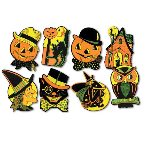 8 Retro HALLOWEEN Decorations Die Cut Cutouts Vintage Style - Etsy