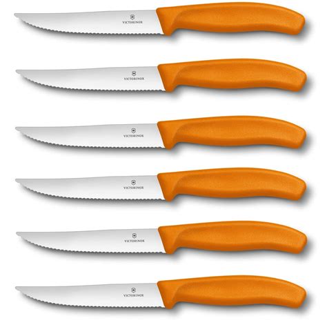 Victorinox Set of 6 Steak Knives with orange handles