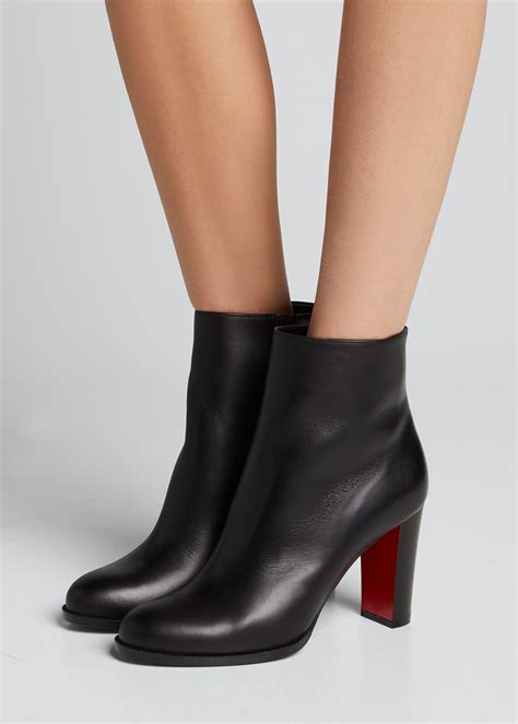 Christian Louboutin Adox Leather Block-Heel Red Sole Boots - Bergdorf ...