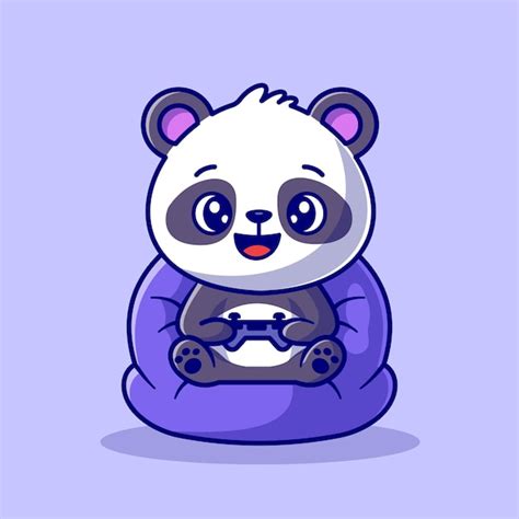 Free Vector | Cute Panda Playing Game Cartoon Vector Icon Illustration. Animal Technology Icon ...