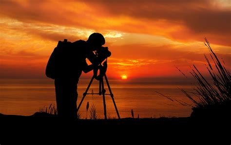 Photographer At Sunset Silhouette Free Stock Photo - Public Domain Pictures