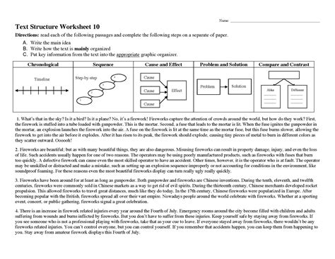 Text Structure Worksheet 10 | Reading Activity