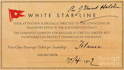 Titanic: First Class Ticket Photograph by Granger