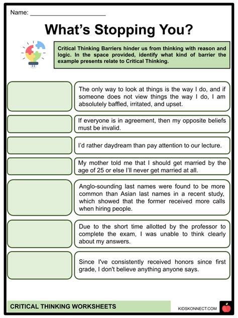 Critical Thinking Worksheets & Facts | Process, Logic, Outcomes