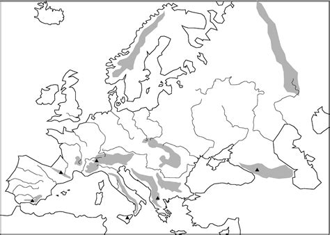 Mapa Fisico Mudo De Europa Rios Y Montañas