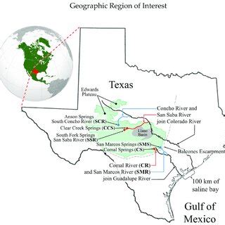 Map of Texas showing a rough outline of the Edwards Plateau with the... | Download Scientific ...