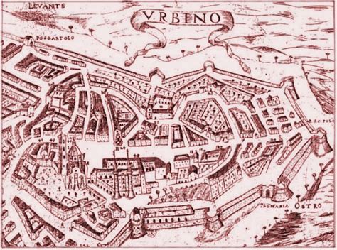 Antique plan of Urbino (1689) by Tommaso Luci. | Urbino, Old map, Cartography