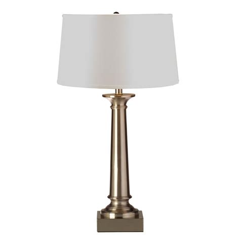 Fangio Lighting 32 in. Satin Nickel Tapered Column Metal Table Lamp-QT ...