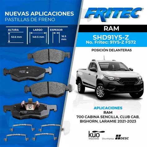 Balatas Delanteras Dodge Ram 700 2021 2022 2023 Fritec | Envío gratis