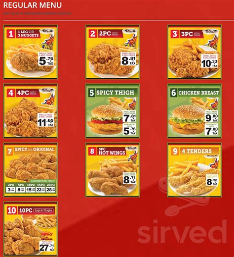 Church's Chicken menu in Richmond, British Columbia, Canada