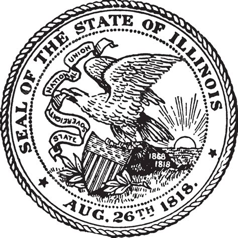 Vintage Illustration Of The 1818 Seal Of The State Of Illinois Vector ...