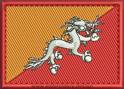 Design embroidery Flag of Bhutan Rectangle with Colour Trim by ...