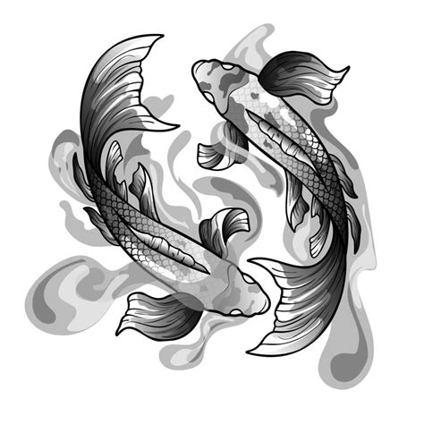 hand drawn koi fish with flower tattoo for Arm. Japanese tattoo and illustration for coloring ...