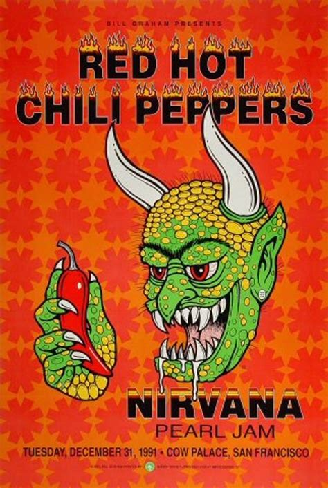 Nirvana - Red Hot Chili Peppers - Pearl Jam - 1991 Concert Poster ...