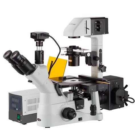 AmScope 40X-1500X Inverted Phase-Contrast + Fluorescence Microscope wi ...