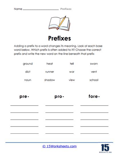 Prefixes Worksheets - 15 Worksheets.com