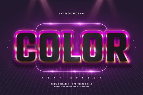 3D Bold Black and Purple Text Effect in 80s Style