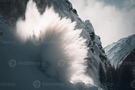 snow avalanche coming down the mountain Generative AI 22081463 Stock ...