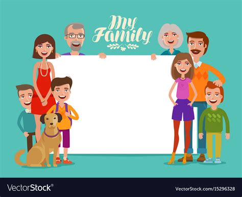 Big happy family banner people parents Royalty Free Vector